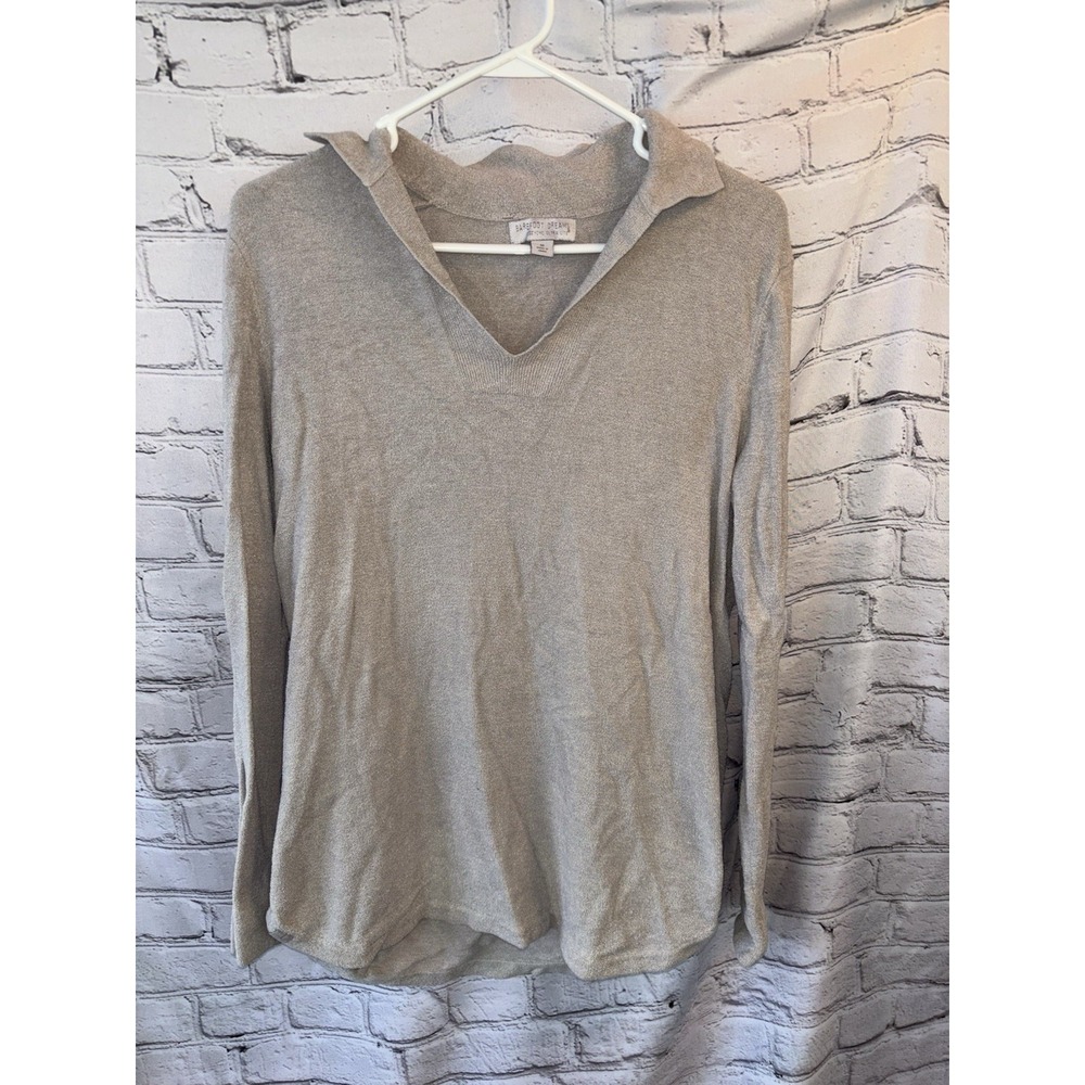 Barefoot Dreams Cozychic Ultra Lite V-Neck Tunic Sweater Size Medium Light Beige